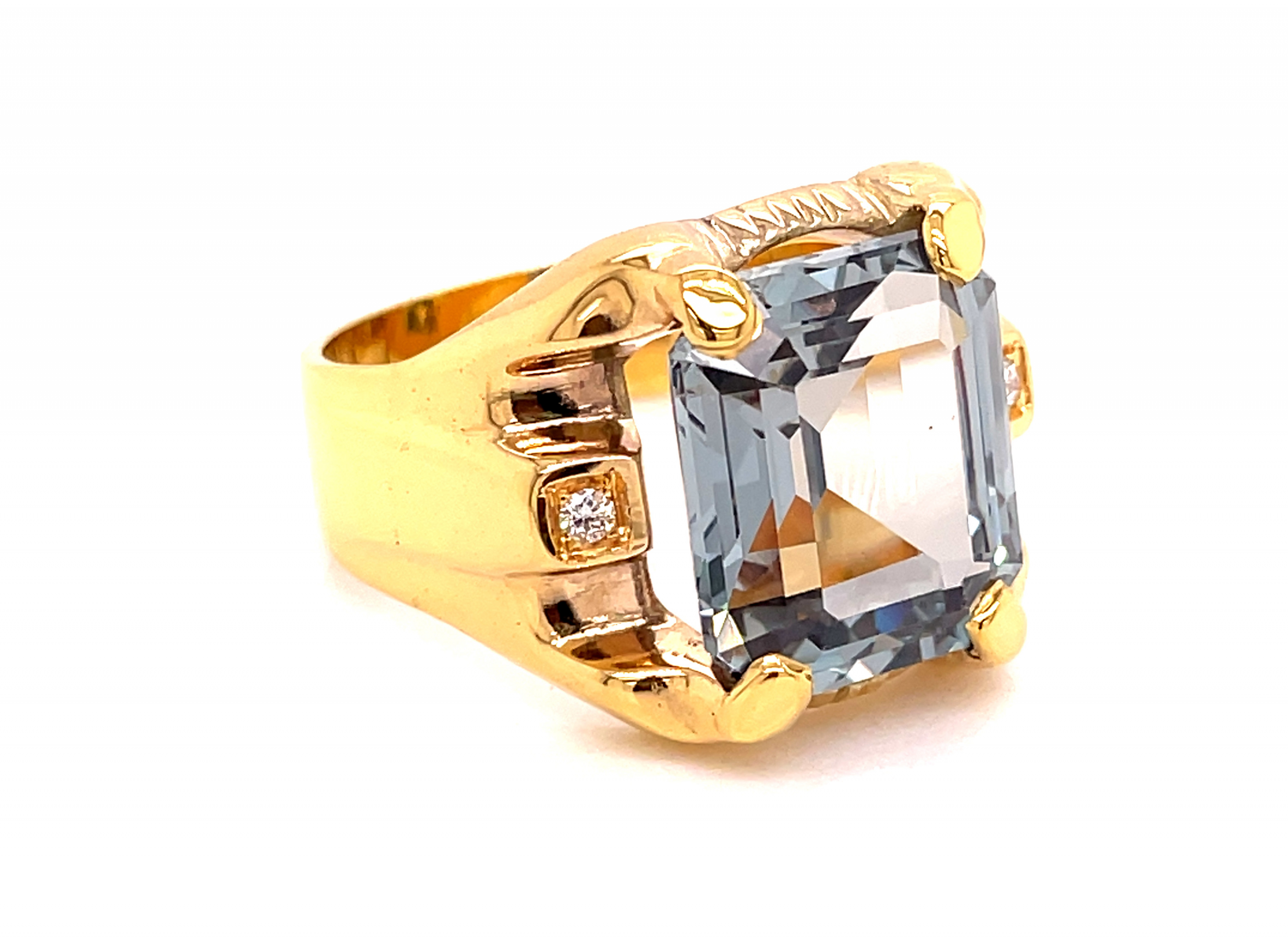 Piece of gold diamond ring in its original clean and shiny condition.